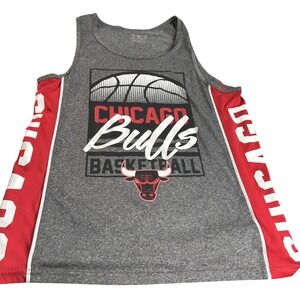 Chicago Bulls Shirt Tank Top Mens Medium Gray Red NBA Basketball Sleeveless